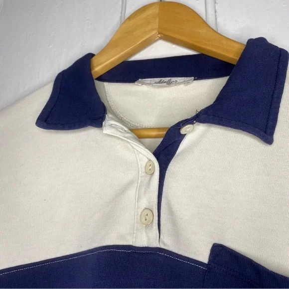 Atelier by Kirious size S striped oversized cropped preppy casual rugby polo top - Picture 3 of 8